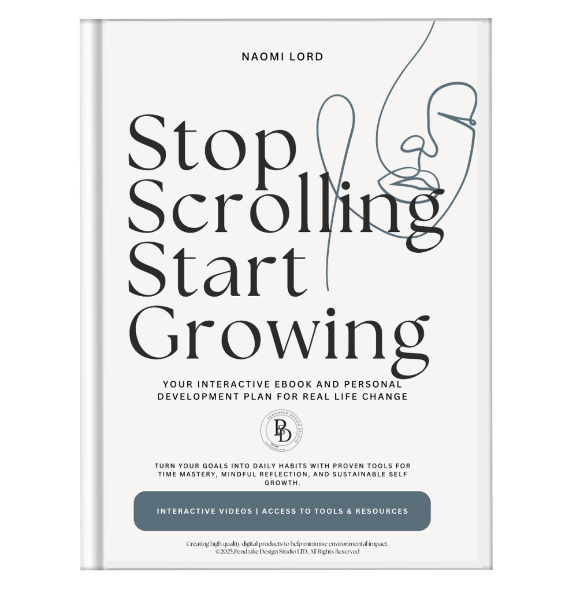 Stop Scrolling Start Growing E-Book Image on a white background